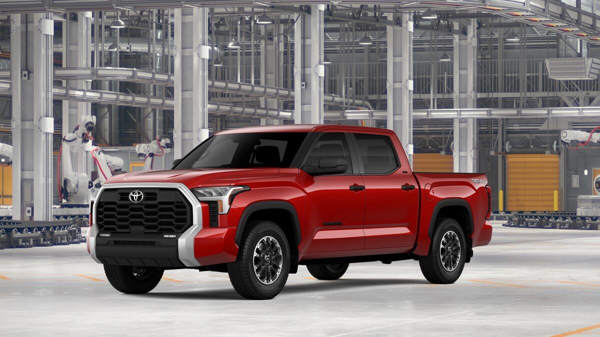 2026 Toyota Tundra SR5 in Supersonic Red — front three-quarter view