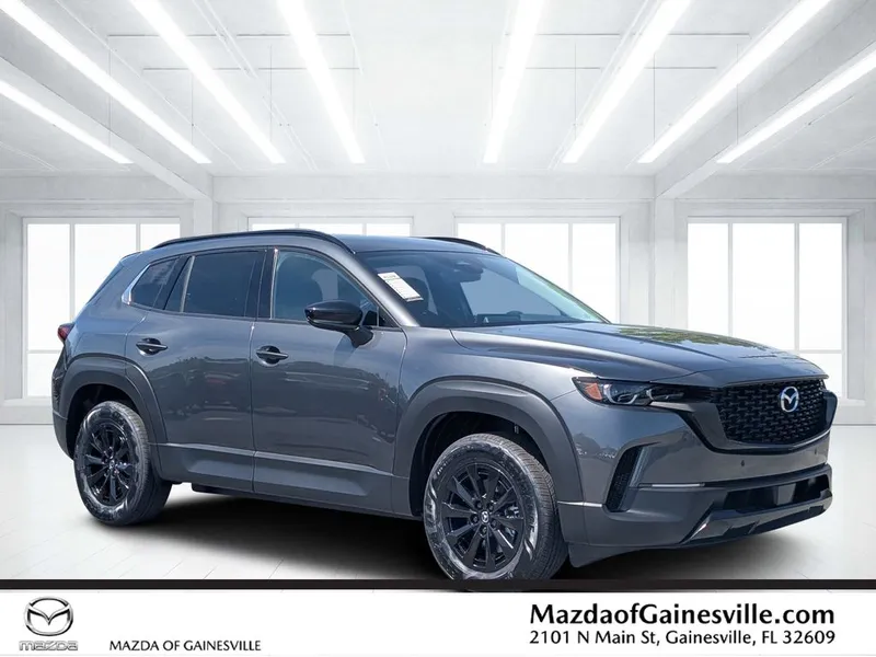 2026 Mazda CX-50 Hybrid Premium in Gray — front three-quarter view