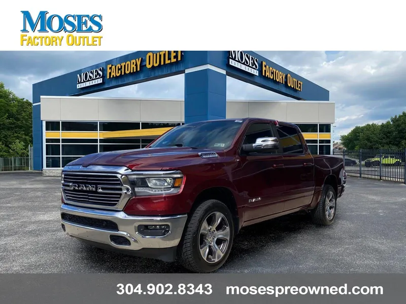 2023 RAM 1500 Laramie in Delmonico Red Pearlcoat — front three-quarter view