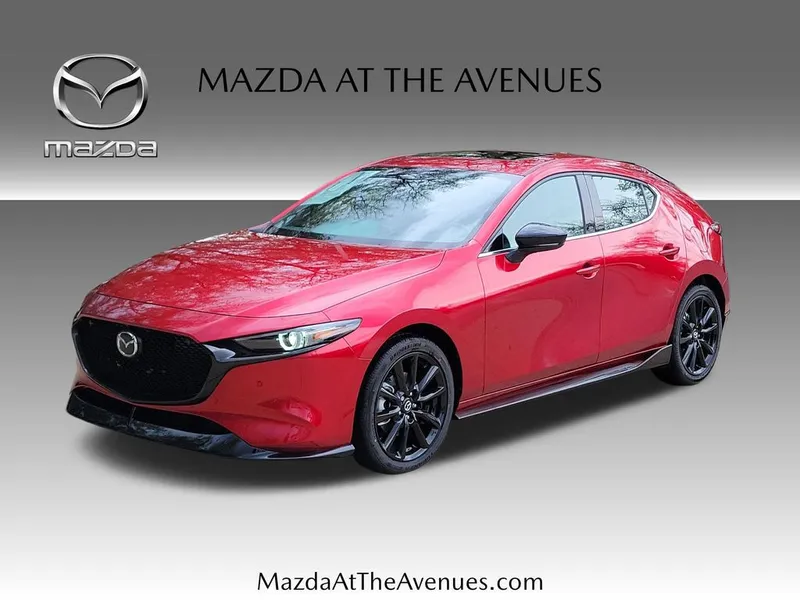 2026 Mazda Mazda3 3 2.5 Turbo Premium Plus in Red — front three-quarter view