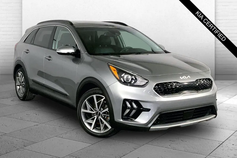 2022 Kia Niro Touring SE in Steel Gray — front three-quarter view
