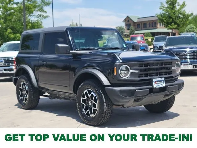 2022 Ford Bronco Base in Shadow Black — front three-quarter view