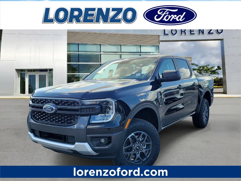 2026 Ford Ranger XLT in Shadow Black — front three-quarter view