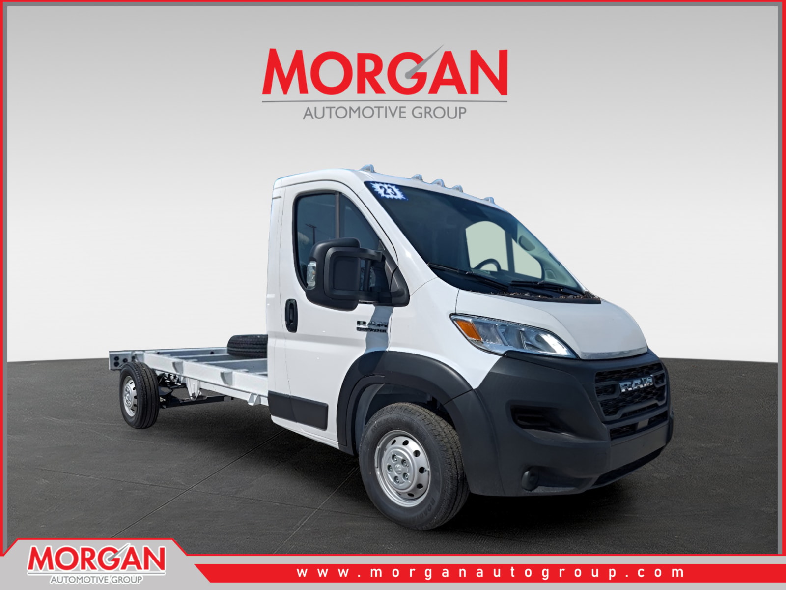 2023 Ram ProMaster 3500 Cutaway Low Roof in White — front three-quarter view