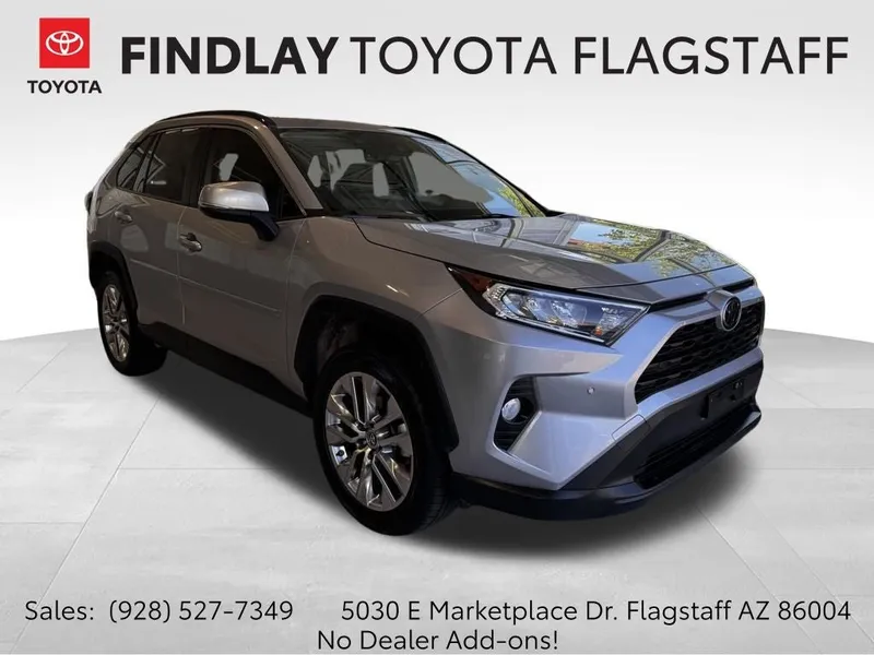 2019 Toyota RAV4 XLE Premium in Silver Sky Metallic — front three-quarter view