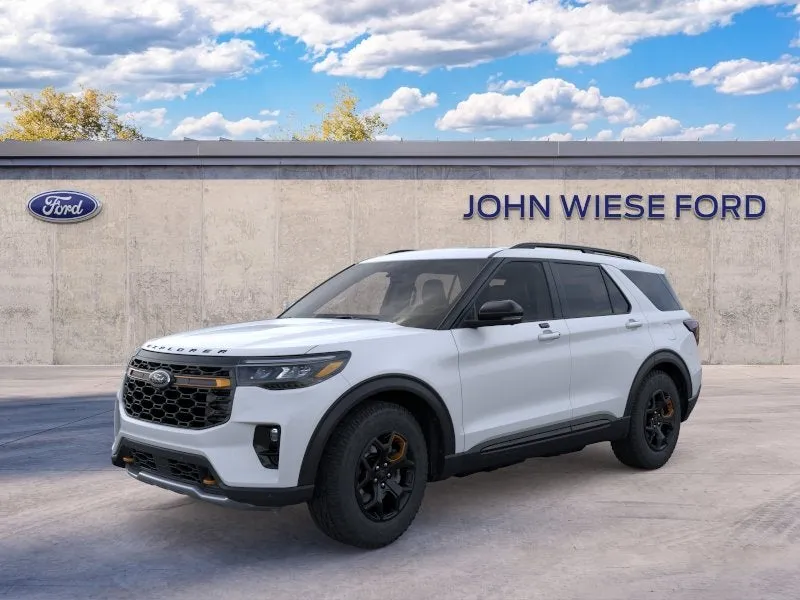2026 Ford Explorer TREMOR AWD in Space White Metallic — front three-quarter view