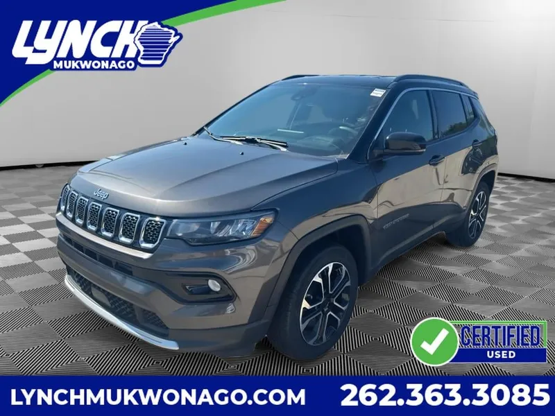 2023 Jeep Compass Limited in Granite Crystal Metallic Clearcoat — front three-quarter view