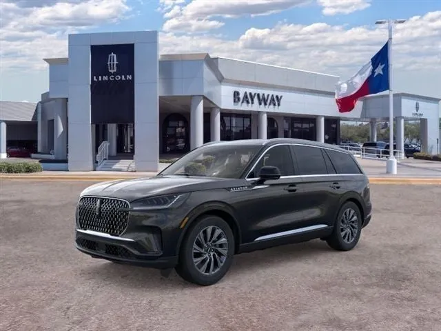 2026 Lincoln Aviator Premiere in Infinite Black Metallic Clearcoat — front three-quarter view