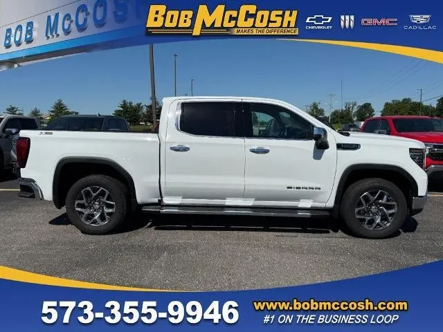 2026 GMC Sierra 1500 SLT in Summit White — front three-quarter view