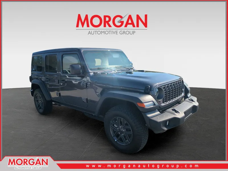 2026 Jeep Wrangler Sport S in Gray — front three-quarter view