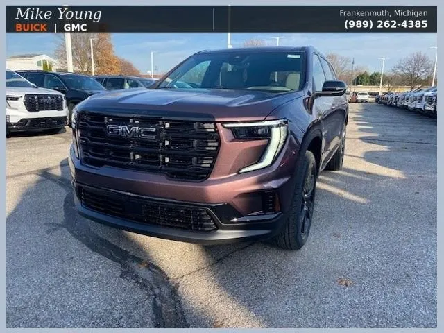 2026 GMC Acadia Elevation in Crystal Metallic — front three-quarter view