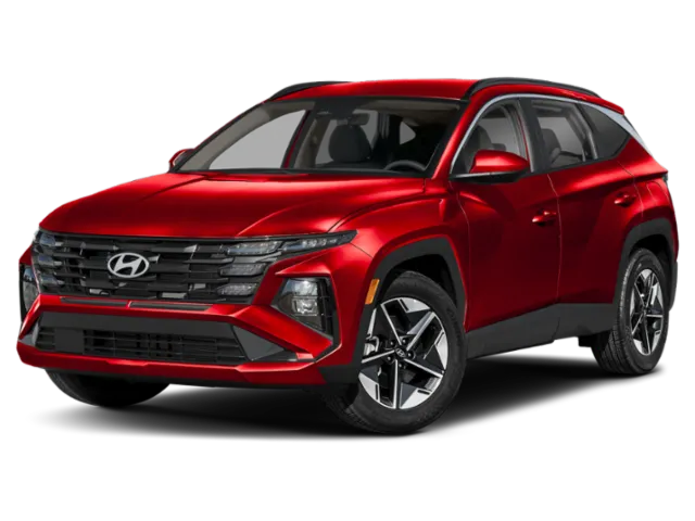 2026 Hyundai TUCSON SEL in Ultimate Red — front three-quarter view