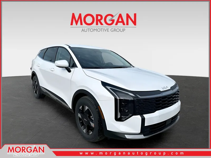 2026 Kia Sportage LX in Glacial White Pearl — front three-quarter view