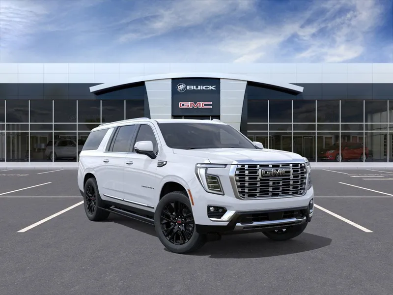 2026 GMC Yukon XL Denali in Glacier White Tricoat — front three-quarter view
