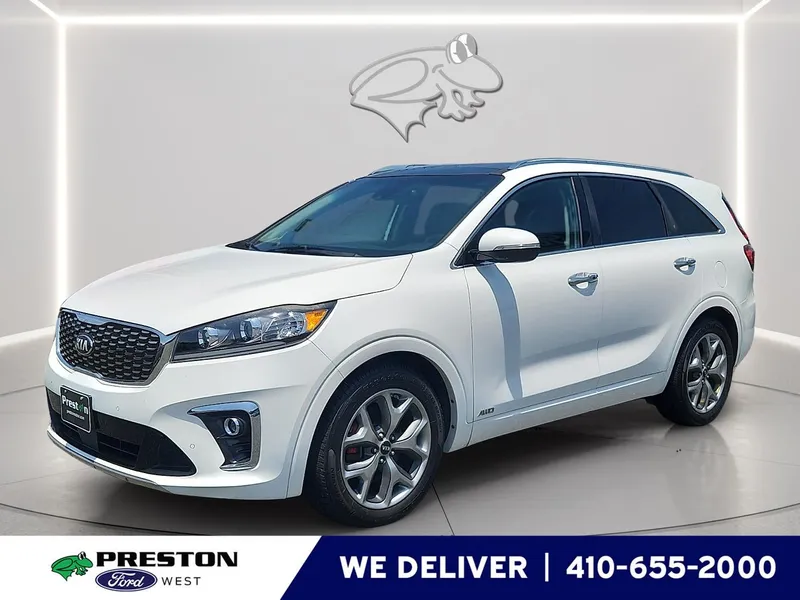 2019 Kia Sorento SX V6 in Snow White Pearl — front three-quarter view