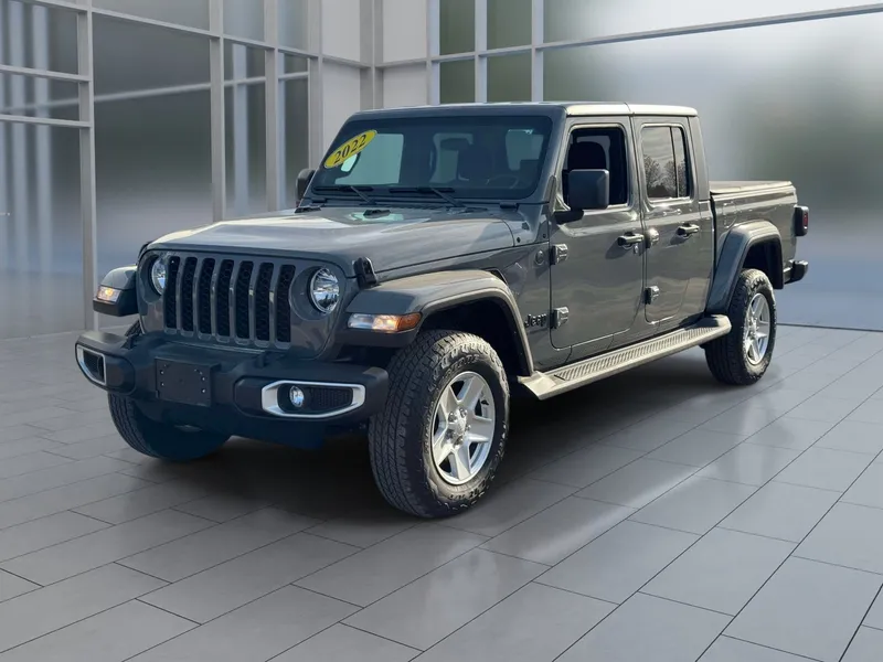 2022 Jeep Gladiator Sport in Sting-Gray Clearcoat — front three-quarter view