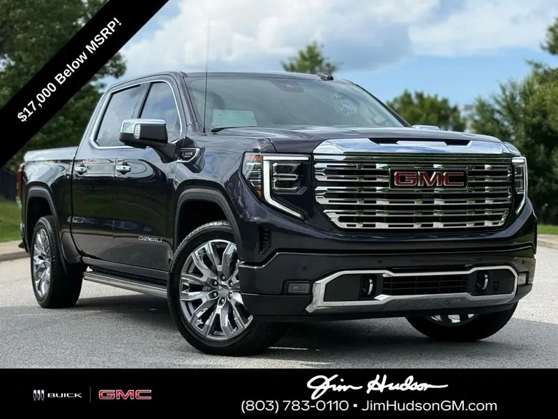 2025 GMC Sierra 1500 Denali in Titanium — front three-quarter view