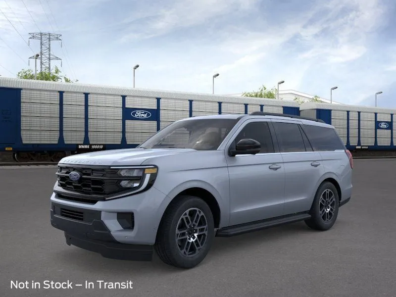 2026 Ford Expedition Active in Glacier Gray Metallic Tri-Coat — front three-quarter view