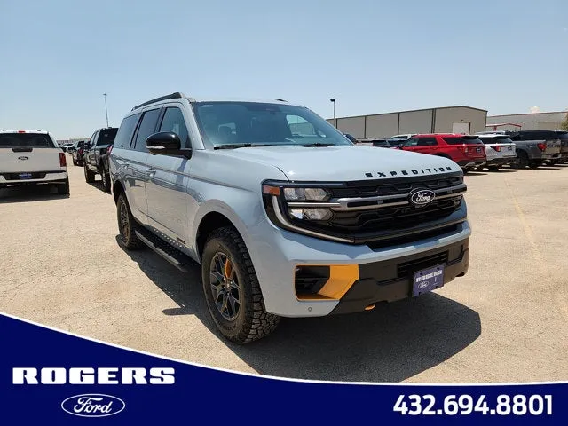 2027 Ford Expedition Tremor in Glacier Gray Metallic Tri-Coat — front three-quarter view
