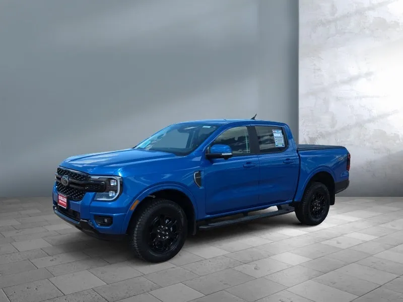 2025 Ford Ranger LARIAT in Blue — front three-quarter view