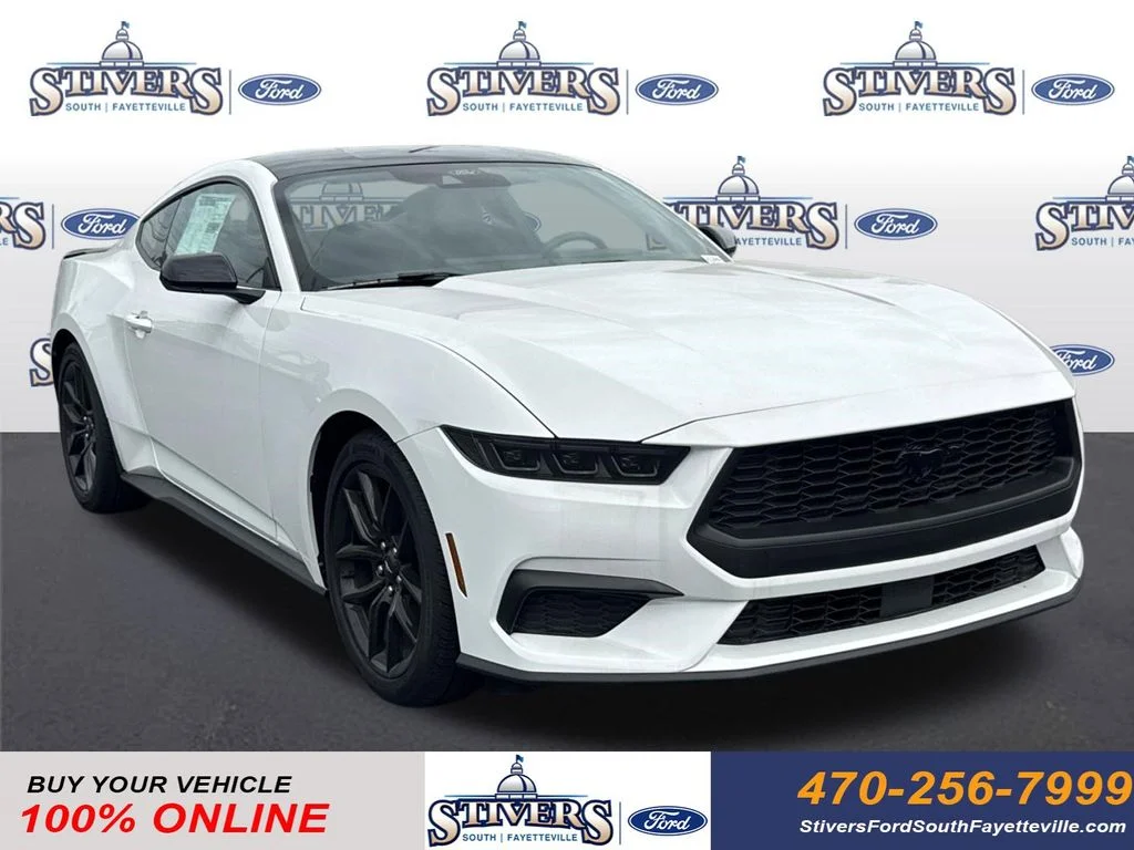 2026 Ford Mustang EcoBoost in White — front three-quarter view