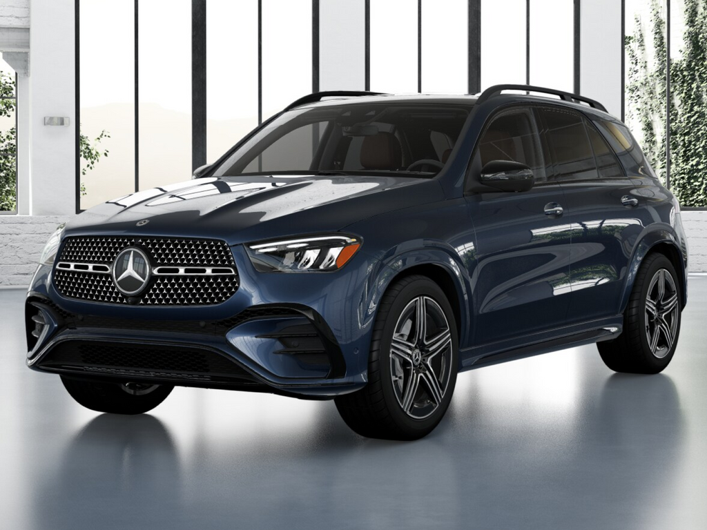 2026 Mercedes-Benz GLE 350 in Twilight Blue Metallic — front three-quarter view