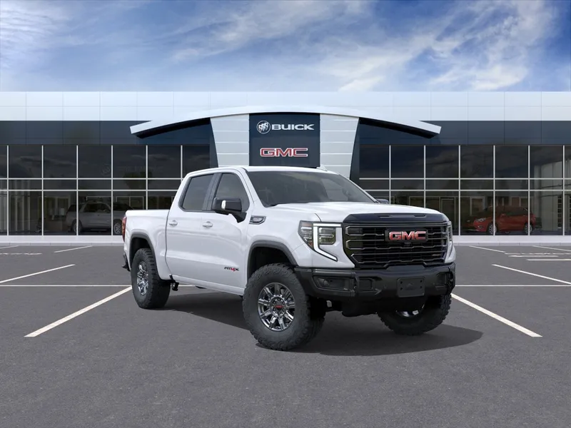 2026 GMC Sierra 1500 AT4X in Summit White — front three-quarter view