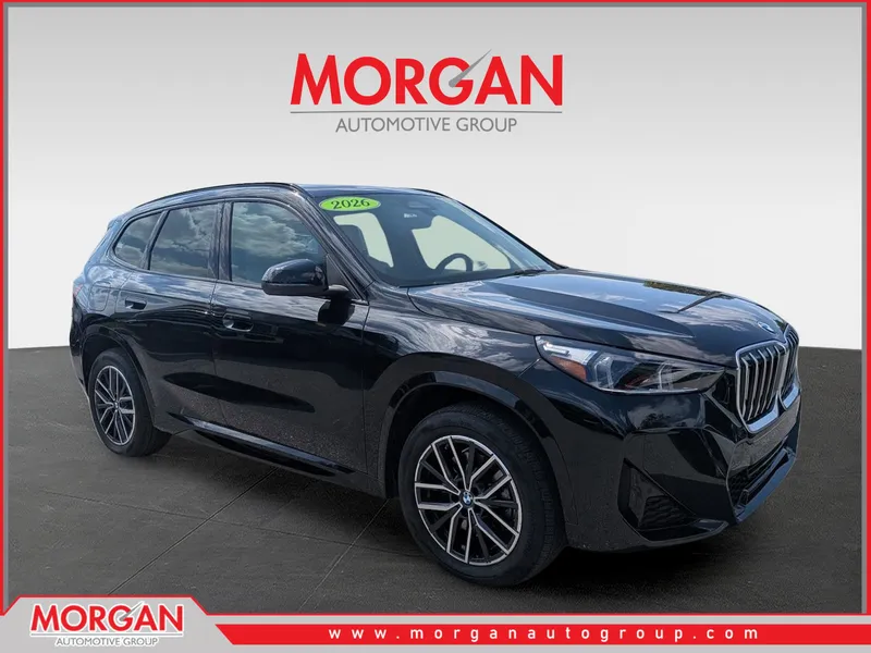 2026 BMW X1 xDrive28i in Black Sapphire Metallic — front three-quarter view