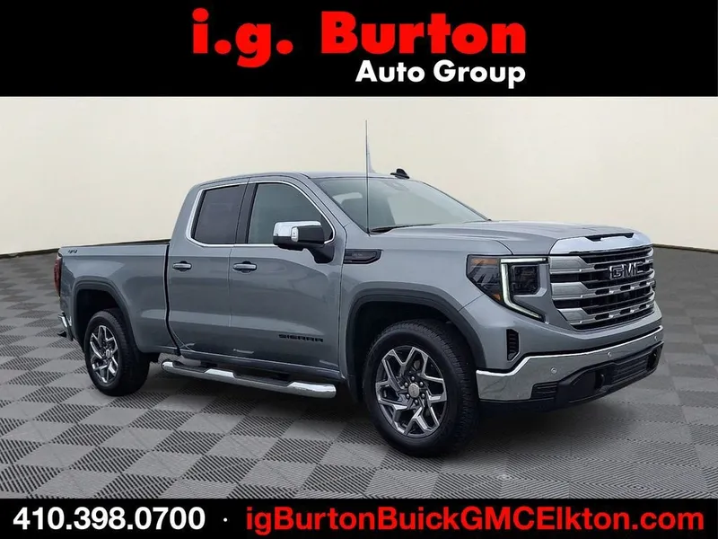 2026 GMC Sierra 1500 SLE in Sterling Metallic — front three-quarter view