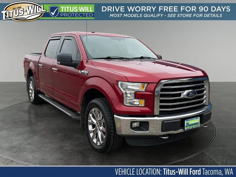 2016 Ford F-150 XLT in Ruby Red Metallic — front three-quarter view