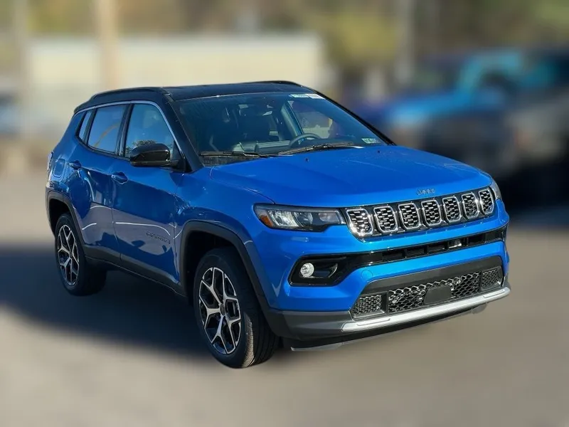 2026 Jeep Compass COMPASS LIMITED 4X4 in Hydro Blue Pearl-Coat Exterior Paint — front three-quarter view