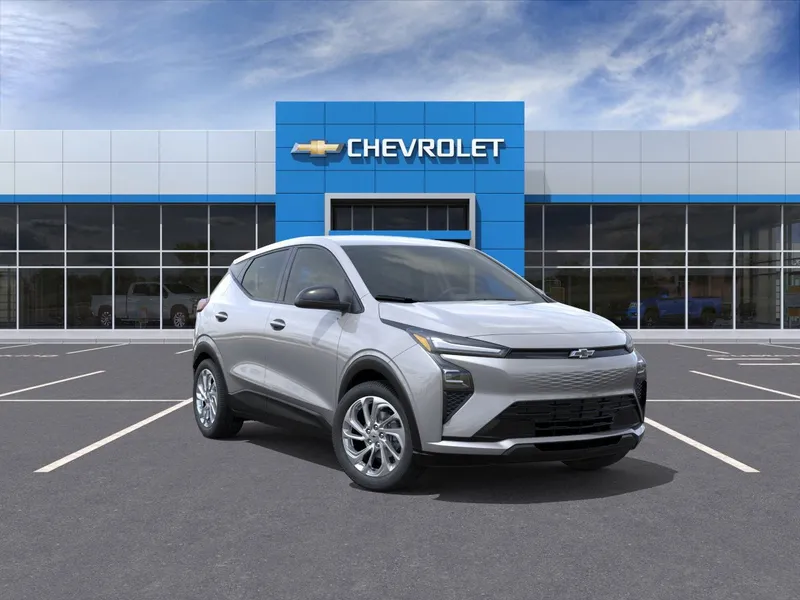 2027 Chevrolet Bolt LT in Sterling Grey Metallic — front three-quarter view