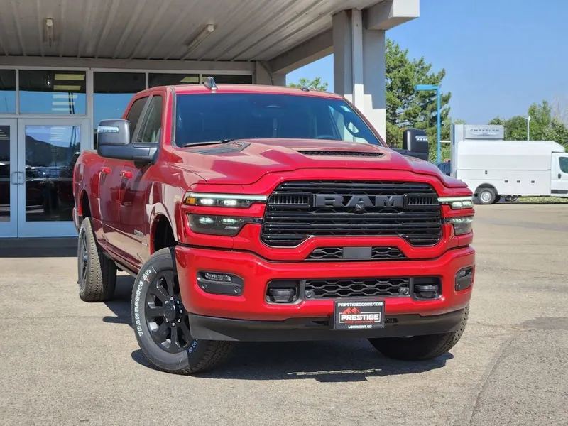 2026 RAM 2500 RAM 2500 LARAMIE CREW CAB 4X4 6'4' BOX in Molten Red Pearl-Coat Exterior Paint — front three-quarter view