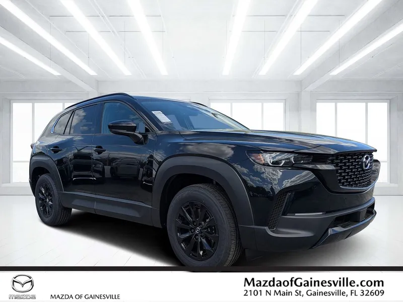 2026 Mazda CX-50 Hybrid Premium in Black — front three-quarter view