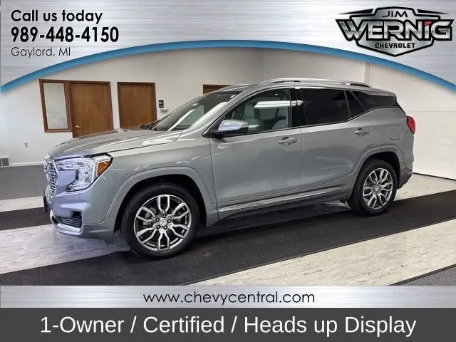 2024 GMC Terrain Denali in Sterling Metallic — front three-quarter view