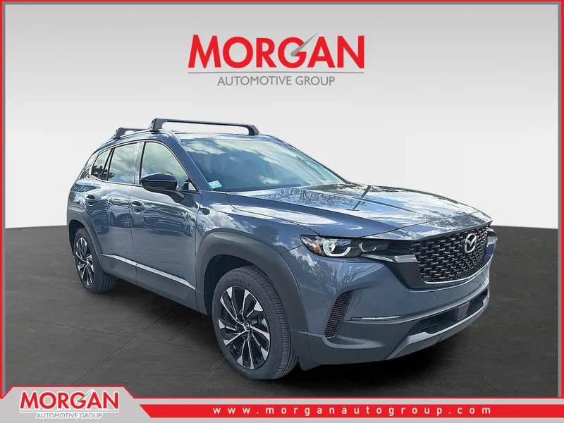 2026 Mazda CX-50 Hybrid Premium Plus in Gray — front three-quarter view