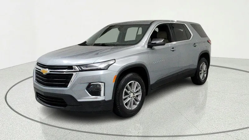 2023 Chevrolet Traverse LS in Sterling Gray Metallic — front three-quarter view