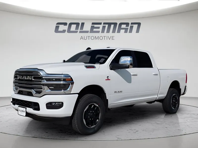 2026 RAM 2500 Laramie in Bright White Clear-Coat Exterior Paint — front three-quarter view