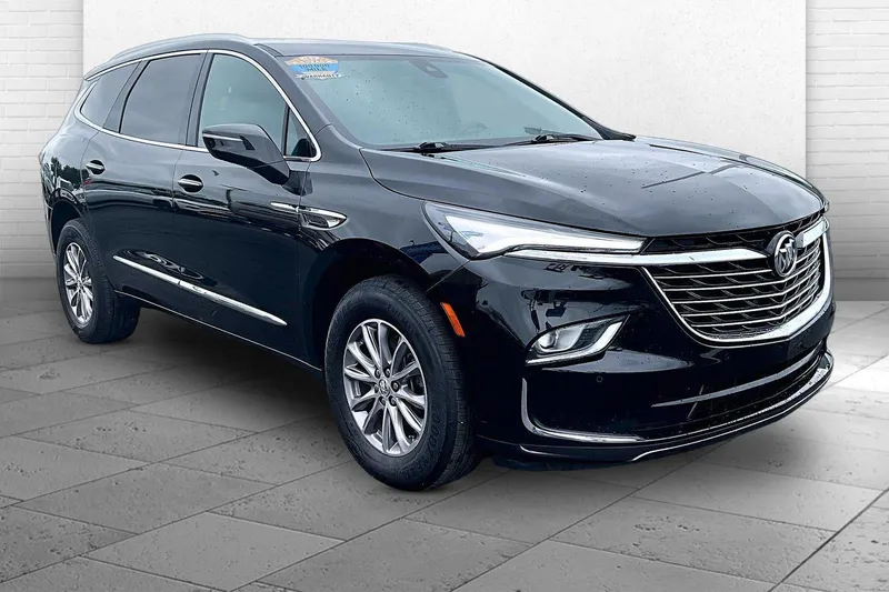 2023 Buick Enclave Essence in Ebony Twilight Metallic — front three-quarter view