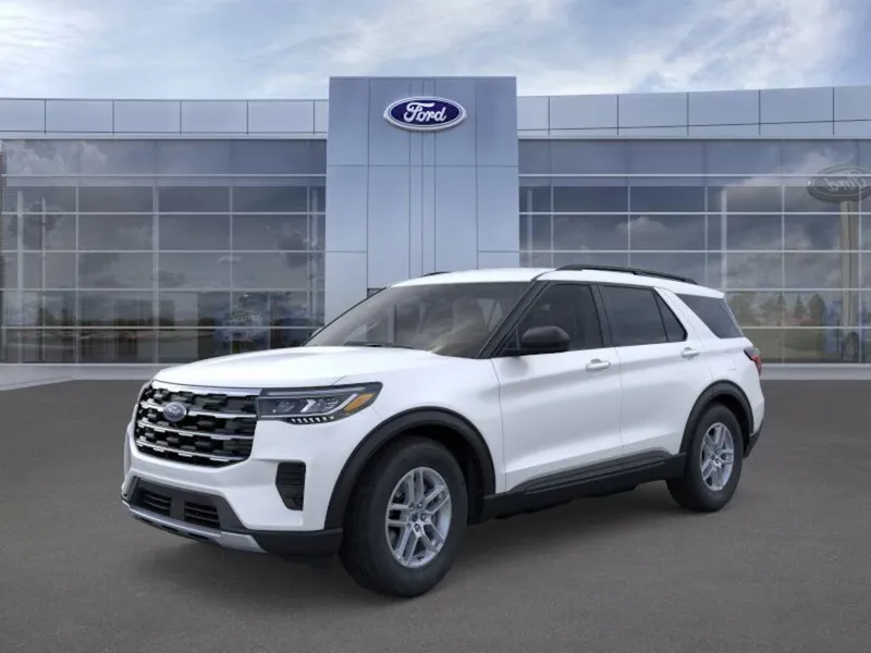 2026 Ford Explorer in AZ White — front three-quarter view