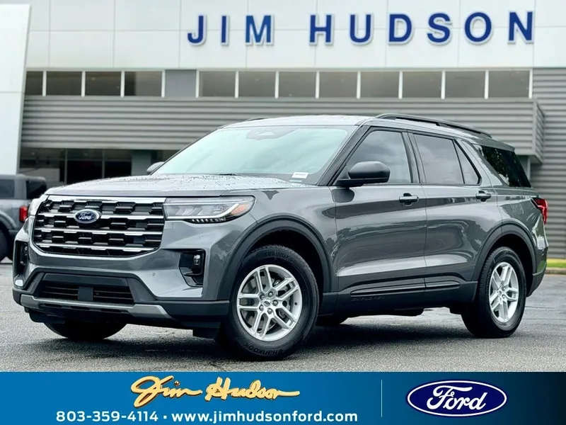 2026 Ford Explorer Active in Gray Metallic — front three-quarter view
