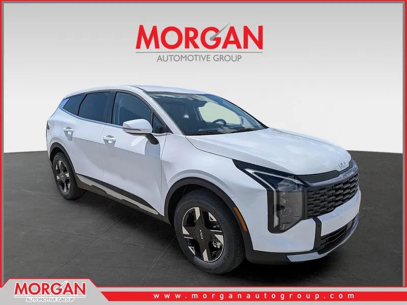 2026 Kia Sportage LX in Glacial White Pearl — front three-quarter view