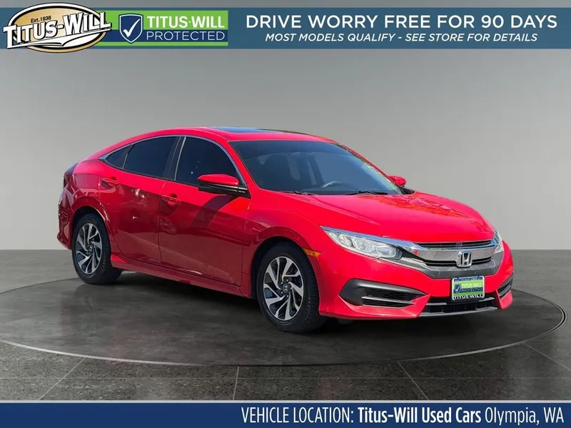 2016 Honda Civic EX in Red — front three-quarter view