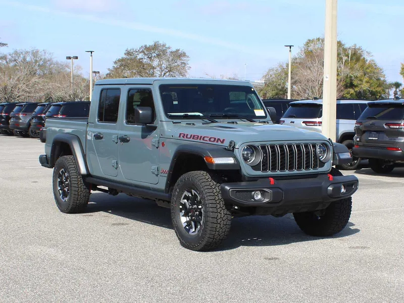 2026 Jeep Gladiator Rubicon in Anvil Clear-Coat Exterior Paint — front three-quarter view