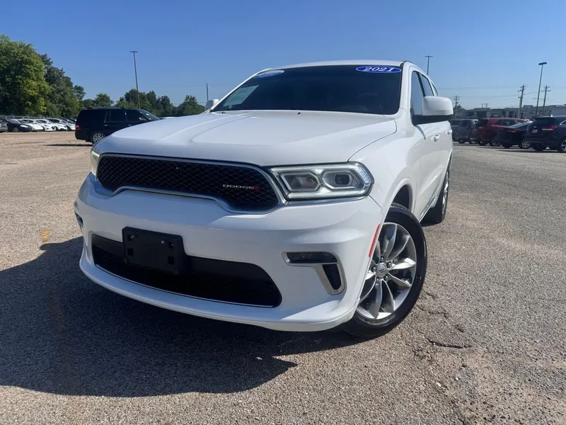 2021 Dodge Durango SXT Plus in White Knuckle Clearcoat — front three-quarter view
