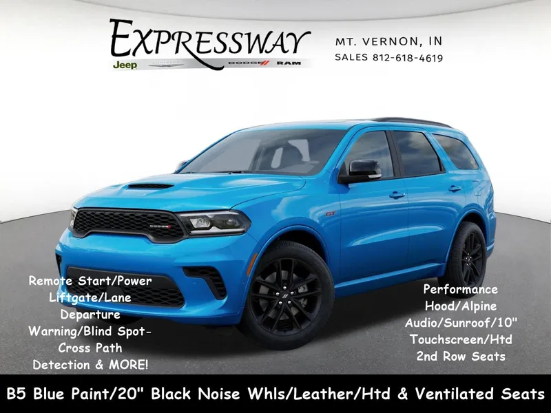 2026 Dodge Durango GT Plus in B5 Blue Exterior Paint — front three-quarter view