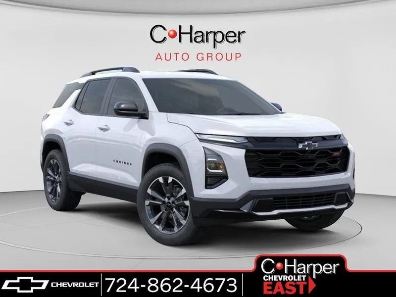 2026 Chevrolet Equinox RS in Polar White Tricoat — front three-quarter view