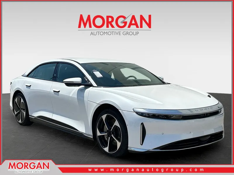 2023 Lucid Air Touring in Stellar White Metallic — front three-quarter view