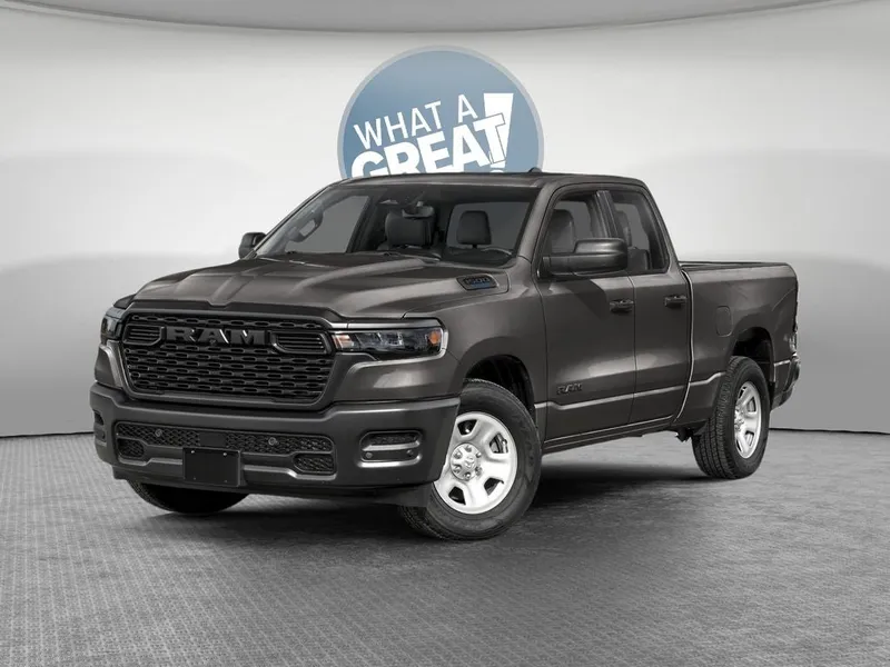 2026 RAM 1500 RAM 1500 TRADESMAN QUAD CAB 4X4 6'4' BOX in Granite Crystal Metallic Clear-Coat Exterior Paint — front three-quarter view