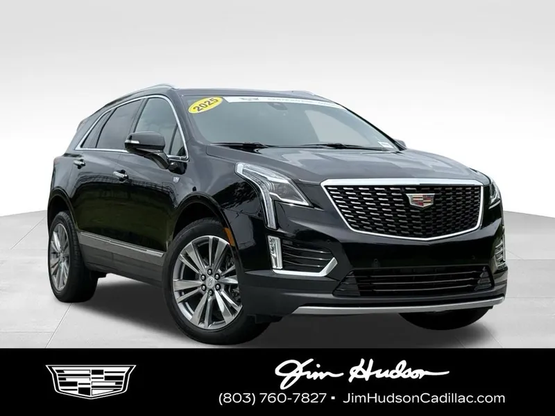 2025 Cadillac XT5 Premium Luxury in Black Metallic — front three-quarter view